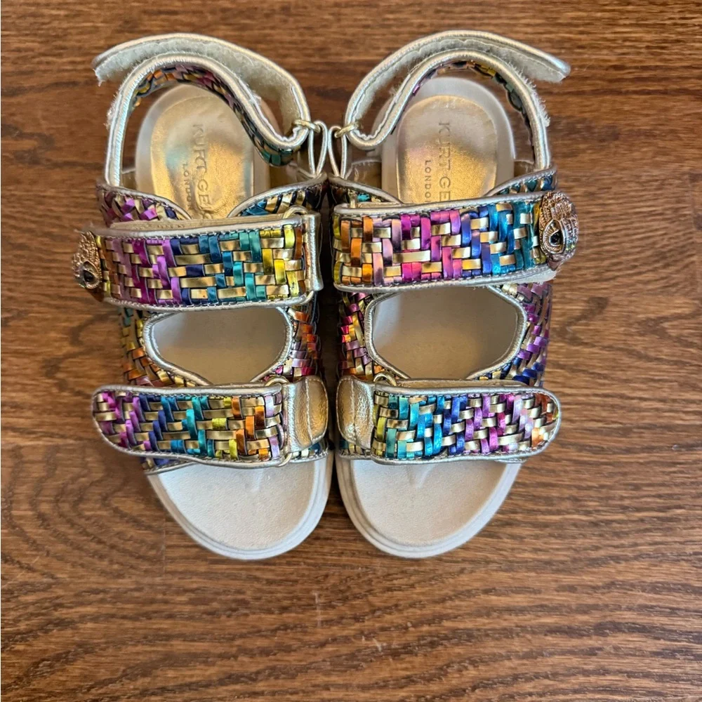 Kids Multicolor Woven Metallic Sandals - Gold Accent